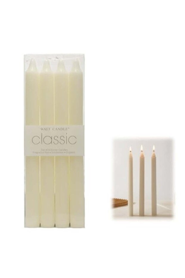 4 pack long thin candles, dripless vertical patterned candles, white classic decoration suitable fo