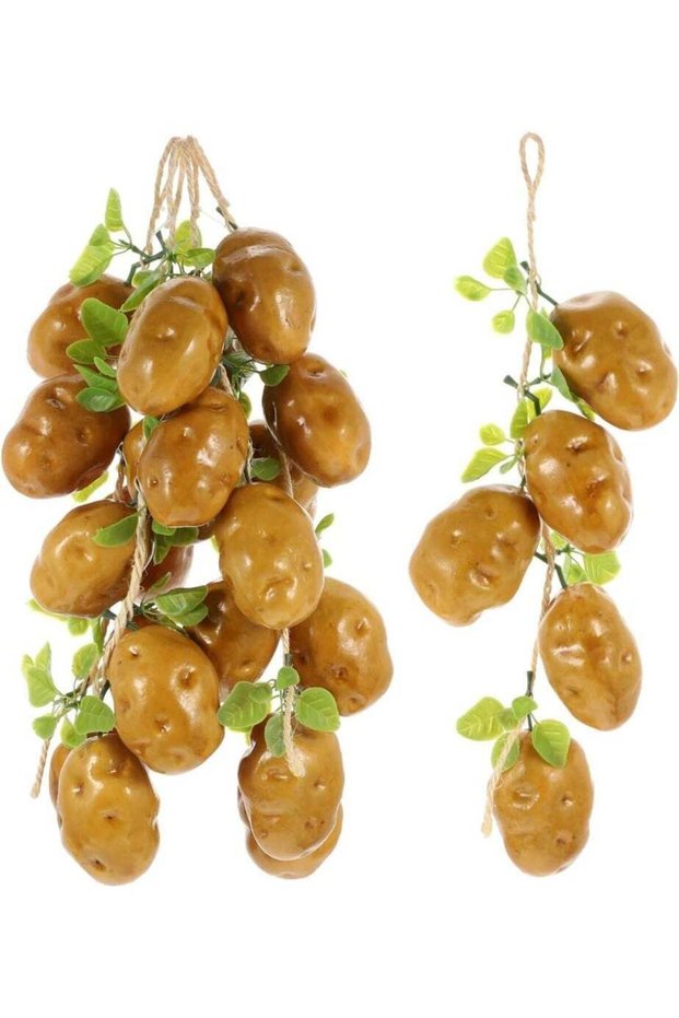 2pcs Lifelike Artificial Potato Strings, Faux Vegetable Garland for Farmhouse Kitchen Decoration, H