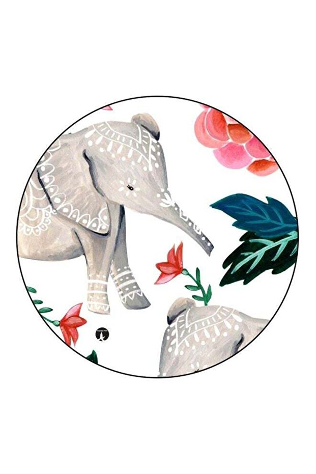 Elephant Printed Fridge Magnet Grey/Green/White 5.5cm