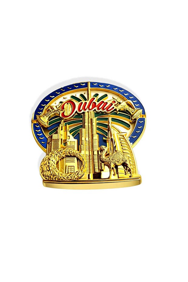 Dubai Metal Fridge Magnet – Landmark Souvenir palm shape, Gold plated | Gift, Keepsake, Travel Memo