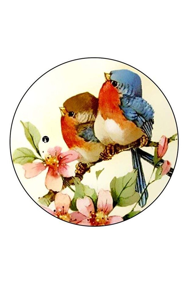 Flower And Birds Printed Fridge Magnet Green/Pink/Blue 5.5cm