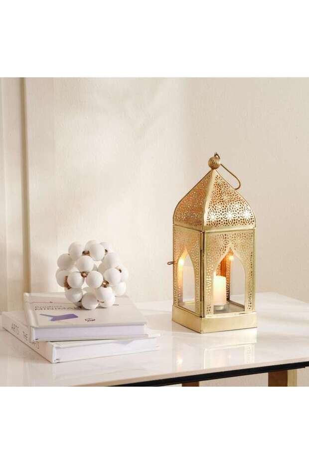 Haya Metal Lantern 10x10x26cm - Gold - 112EEP9900023