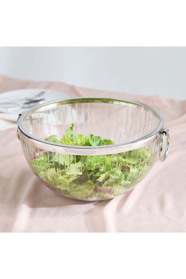 Glass Salad Bowl with Handles