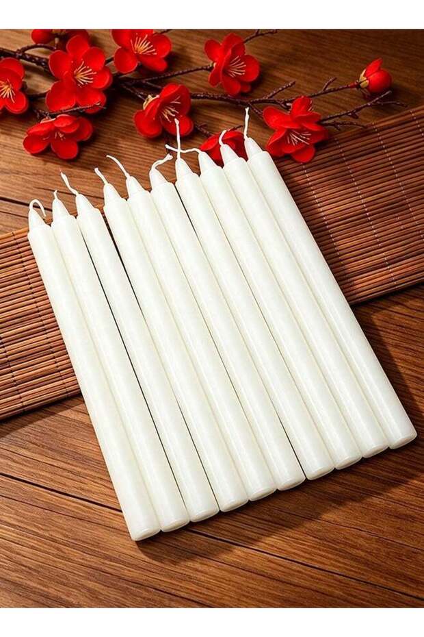 White Taper Candles–10 Pack Unscented Taper Candles Set,Household Lighting Candle Sticks Smokeless