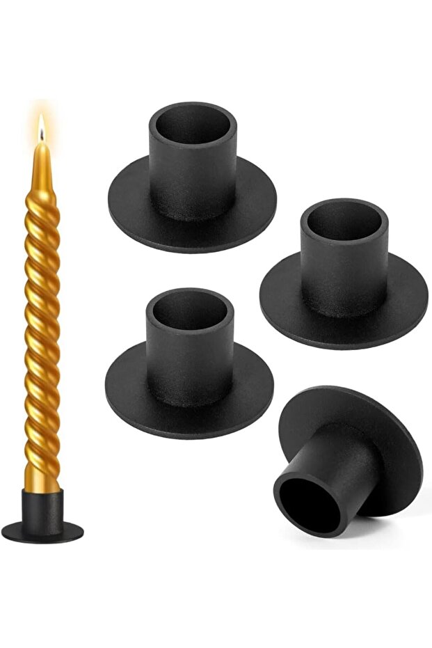 Conical Candlesticks – 2.7cm Black Candle Cups, 5cm Round, 4 Pieces, for Candles, Home Decor