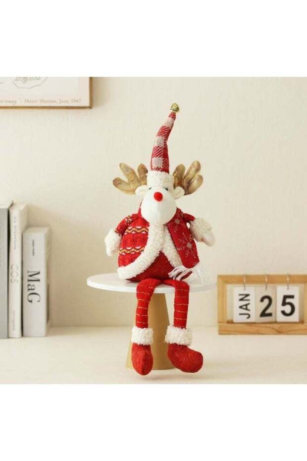 Long Leg Christmas Plush Doll Elk Christmas Doll Standing Plush Toy for Holiday Winter Home Decorat