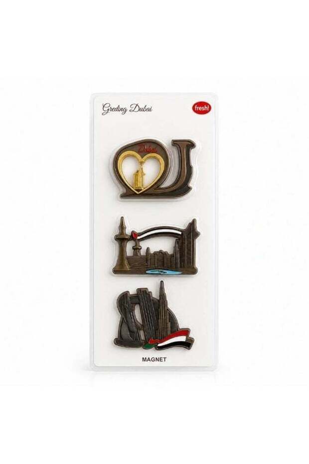 Dubai Iconic Landmarks Metallic Souvenir Fridge Magnets- 3pcs