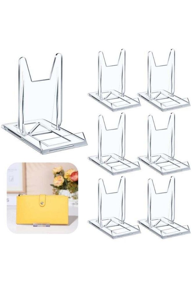 6 Packs Adjustable Purse Display Stand Clear Acrylic Handbag Stand Holder for Plate Purses Pictures