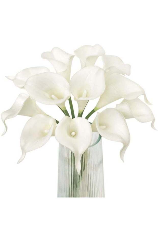 White Calla Lily 10Pcs Artificial Flowers Bouquet for Wedding Bride Shower Blessing Gift Home Decor