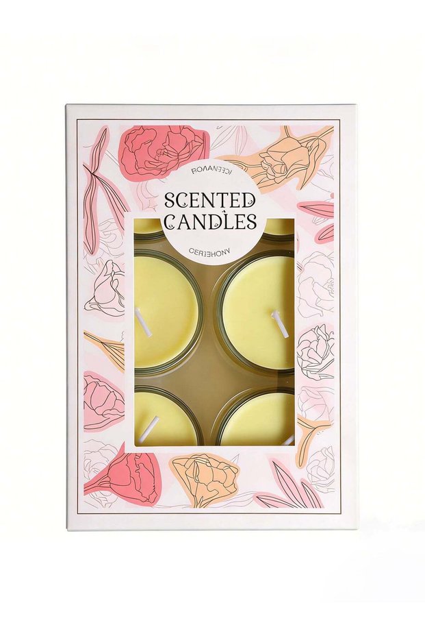 Osmanthus Scented Tea Light Candles Set of 6 - Smoke-Free Aromatherapy Candles with Glass Holders -