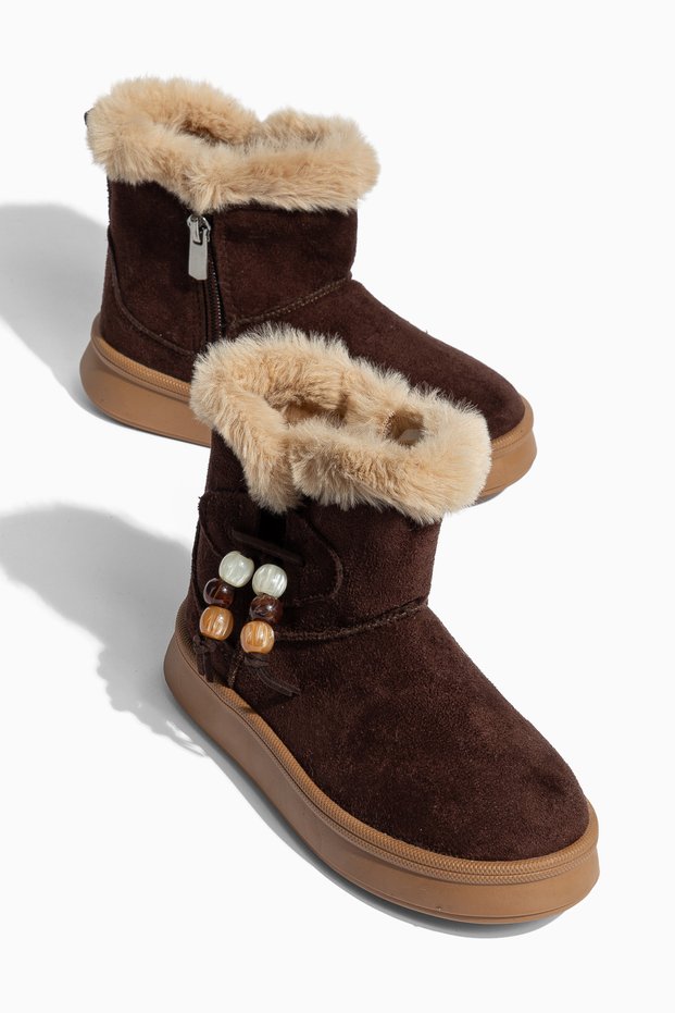Kids Longa Girls' Side Beaded Furry Winter Boots