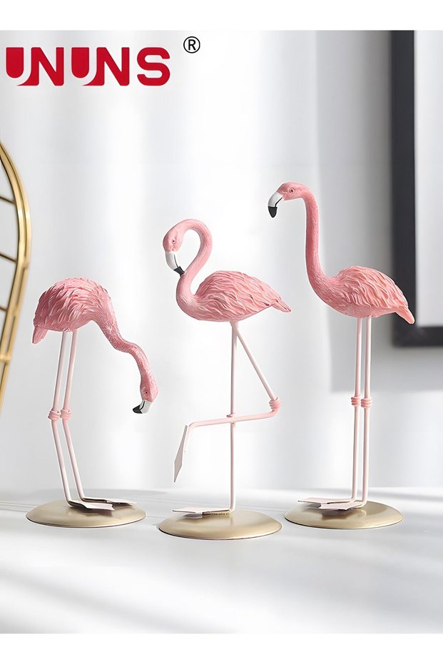 3-Piece Flamingo Desk Ornaments For Wedding Home Living Room Bedroom Decor