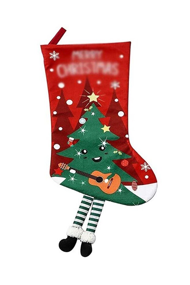 Brain Giggles Green Tree Hanging Sock Decoration Non-woven Fabric Hanging Ornaments Large Gift Bag