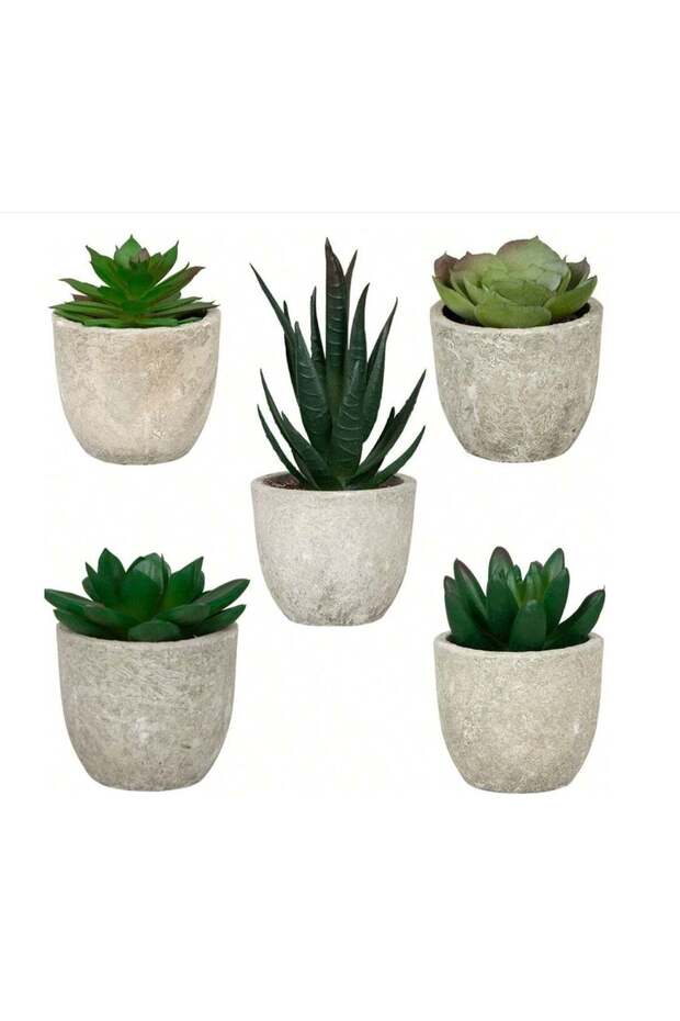 5 Pcs Artificial Green Plant With Pot