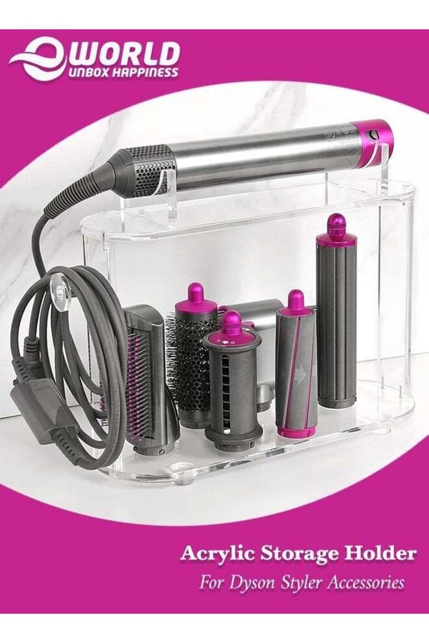 Acrylic Storage Holder for Dyson Airwrap Styler Accessories, Features 6 Holes, Long Barrel, Diffuse