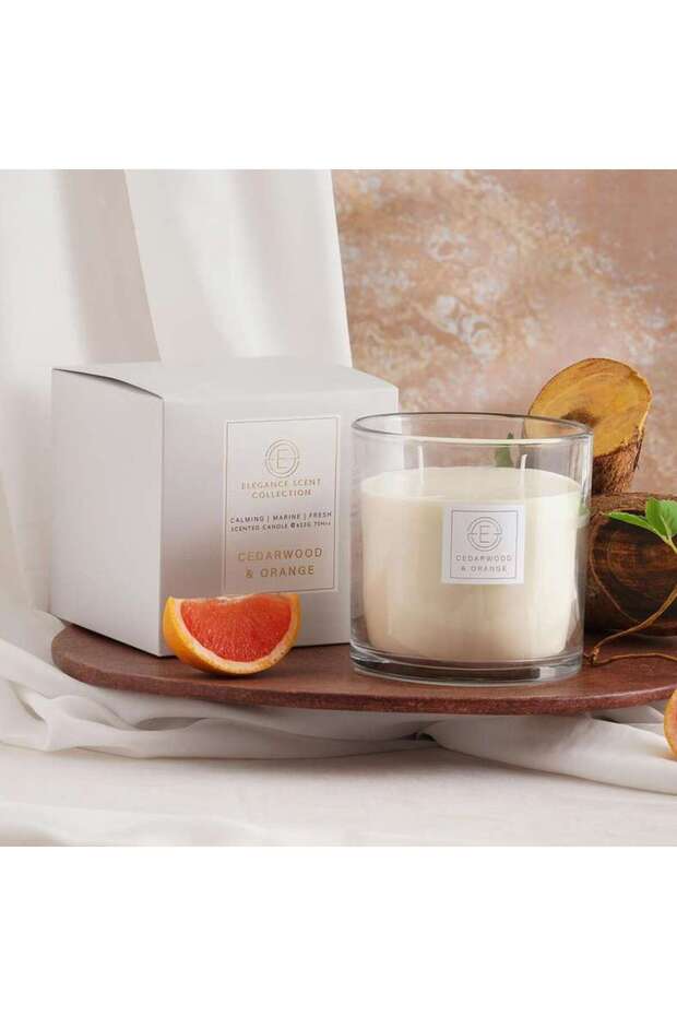 Elegance Cedarwood Orange Scented Jar Candle 623gm with Metal Cap - Grey - 70Hrs - 111SGO9900212