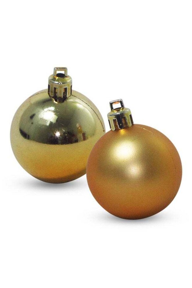 Set Of 12 Shiny And Matt Christmas Balls Gold 5centimeter