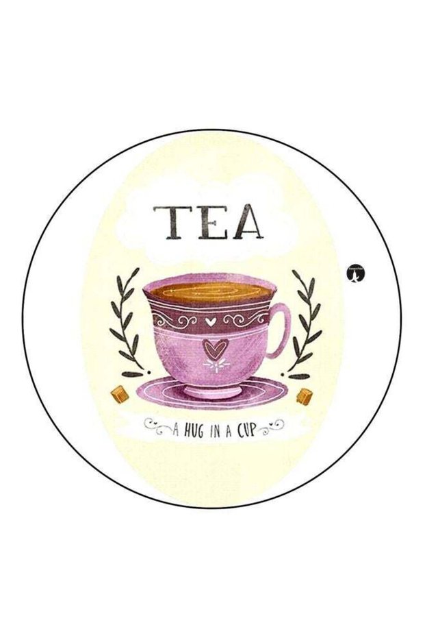 Tea Printed Fridge Magnet White/Beige/Pink 5.5cm