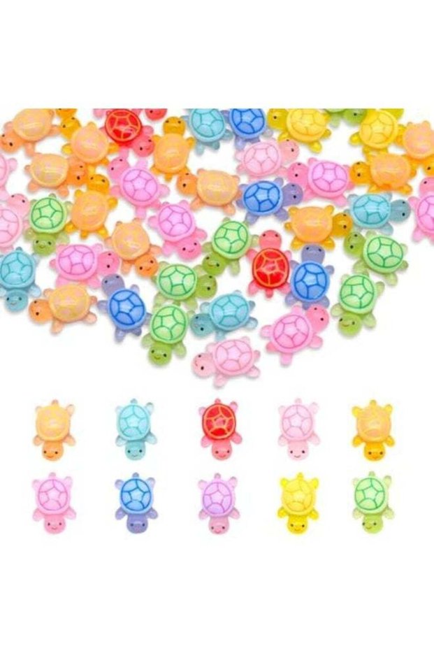 100 PCS Luminous Mini Turtles, Mini Figures Resin Turtles, Resin Sea Animals for DIY Craft Garden L