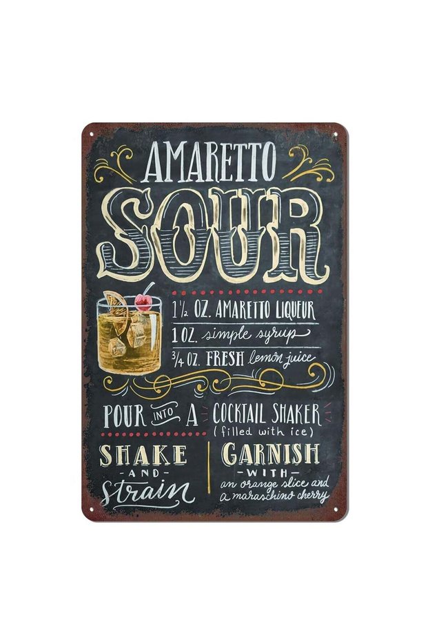 Vintage Amaretto Sour Cocktail Sign