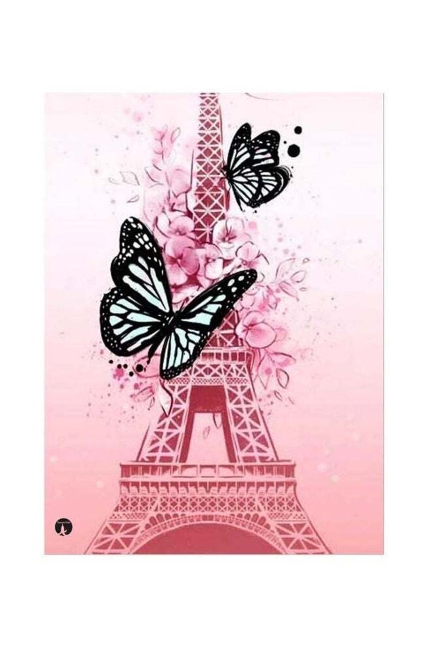 Eiffel Tower Themed Metallic Plate Pink/Black/White 20x15cm