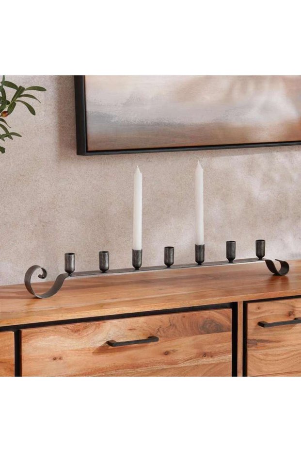 Conley Metal Seven Taper Candle Holder 75x4x10cm- Grey Antique - 112ATO2001021