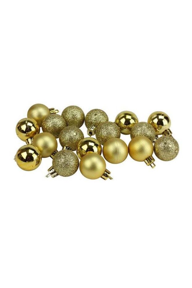 18-Piece Christmas Balls Shiny Matt Glitter Gold 3centimeter