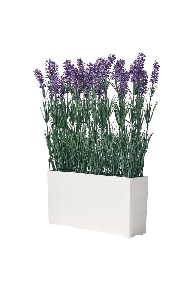 Artificial Potted Plant with White Pot, Lavender, 42 cm, Indoor/Outdoor