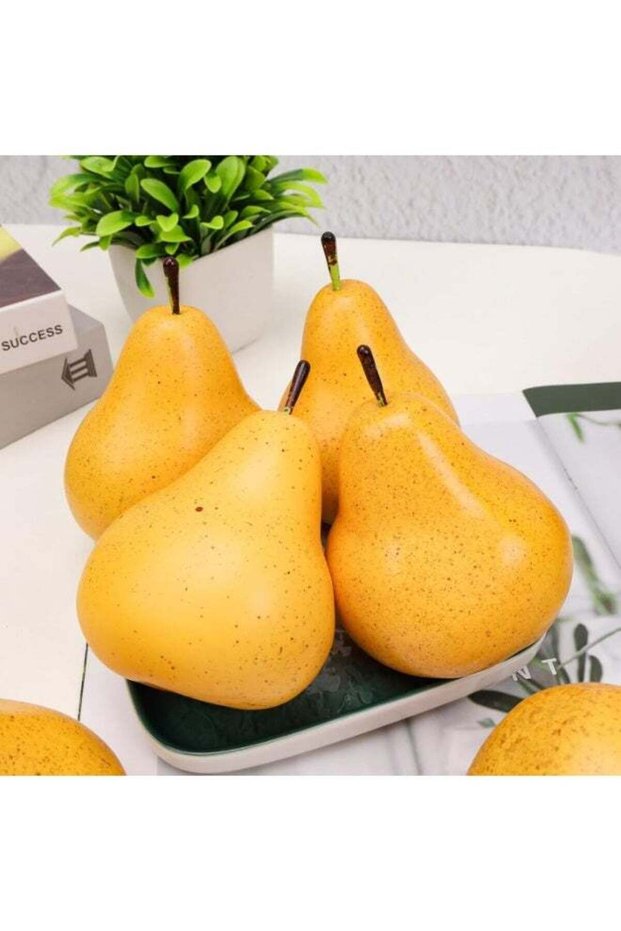 6pcs Realistic Artificial Yellow Pears for Home Kitchen Decor & Photo Props
