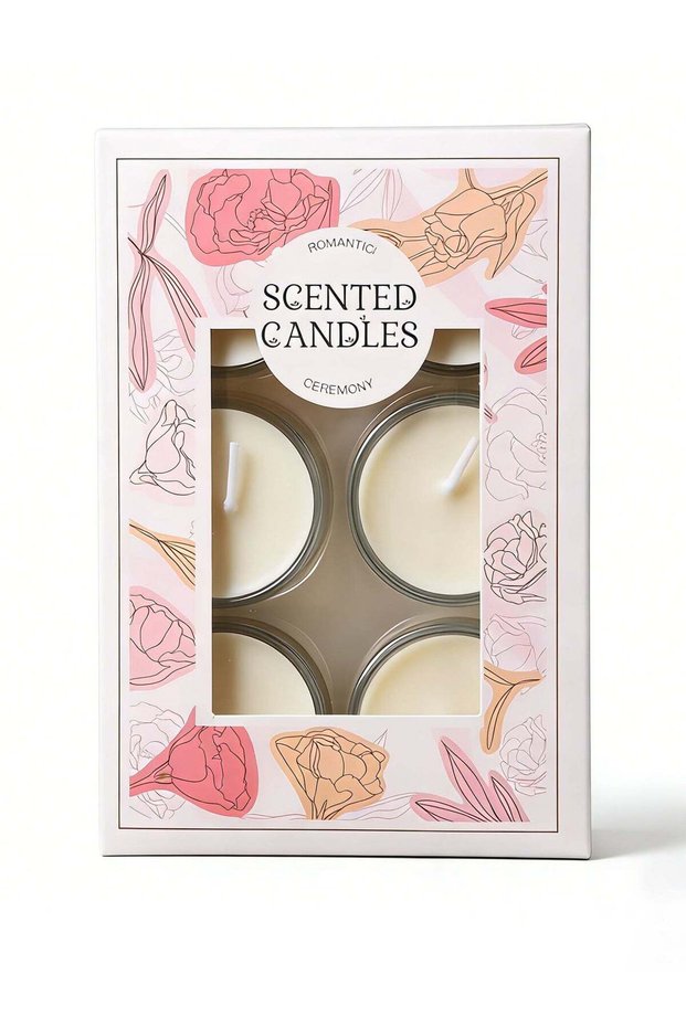 Premium Jasmine Scented Candles Set - 6 Pack Glass Tealights | 8 Hours Burn Time | White Jasmine Fr