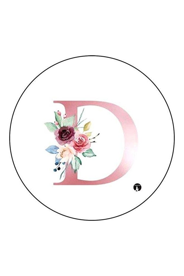 Alphabet D Floral Printed Fridge Magnet White/Pink/Green 5.5cm