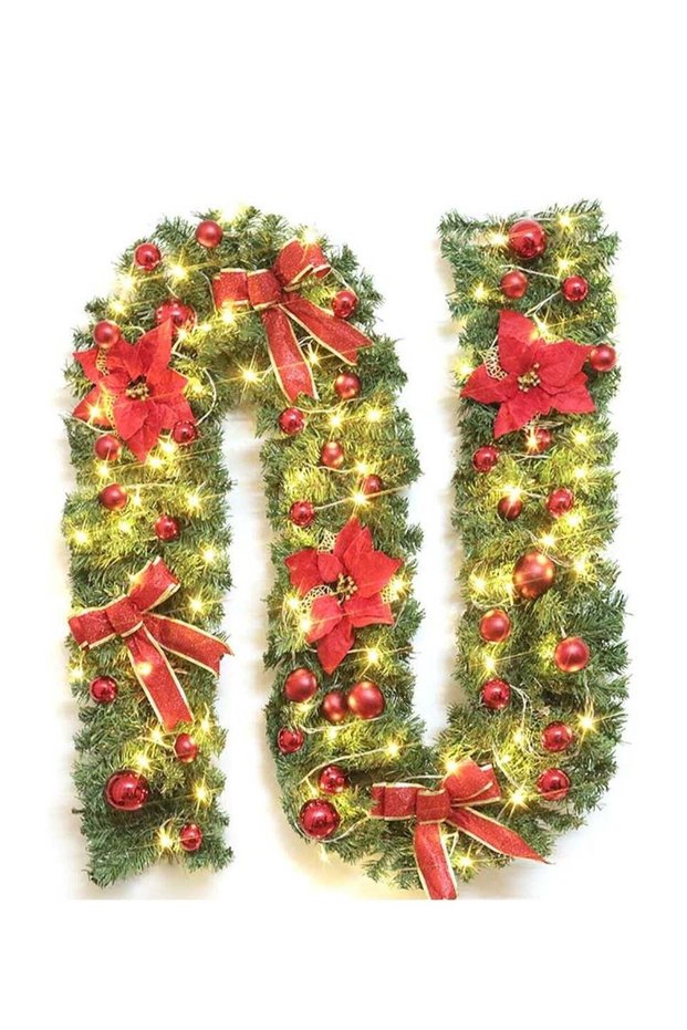 Christmas Garland Decoration Artificial Christmas Rattan with LED Lights for Indoor and Outdoor Chr