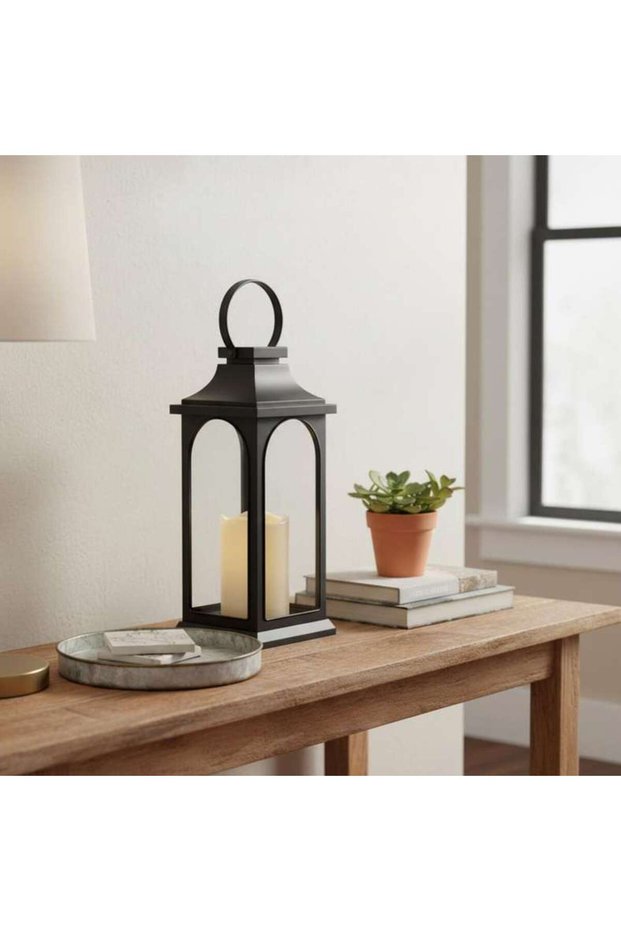 Deia LED Lantern With Candle 12.5x12.5x30cm - Black - 112AIC9904321