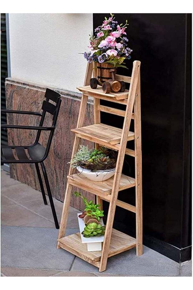 FFD Wooden Flower Stand Foldable Four layers Great for displaying potted plants, books shelves, Flo