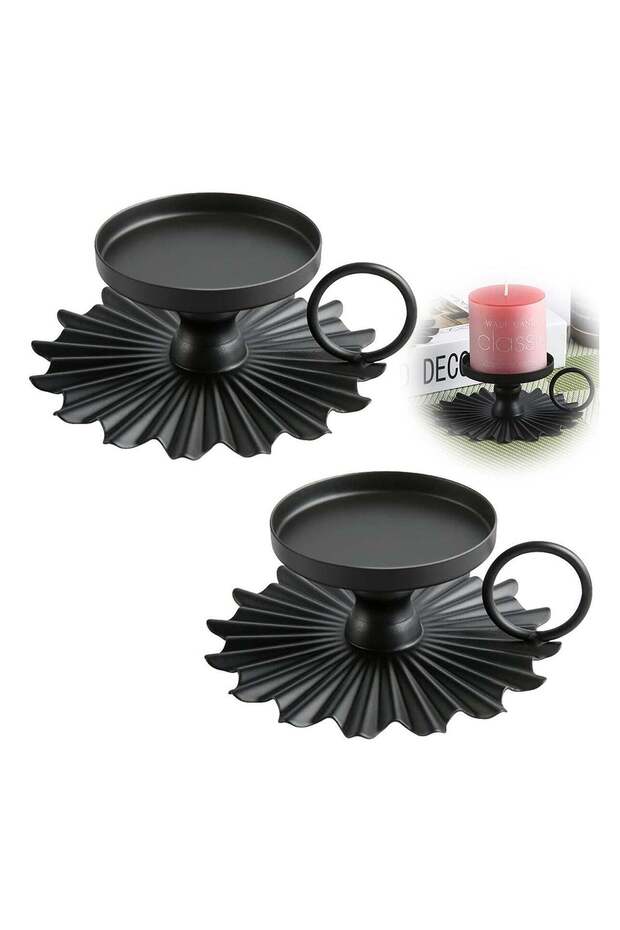 Candle Holders, Small Portable Fan Candle Holders for Pillar Candle Table Tapers Vintage Metal Cand
