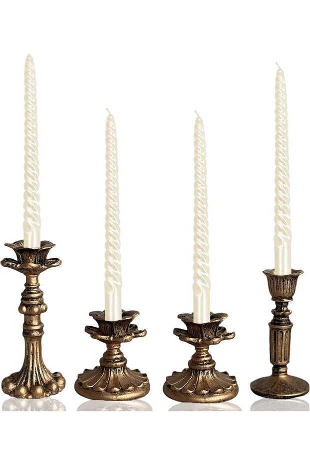 Vintage Candlestick Holder for Taper,Resin Candle Holder Antique Bronze,Decorative for Home Decor C