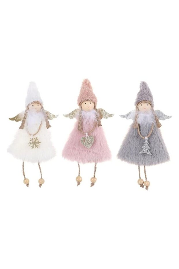Set of 3 Christmas Angel Doll Pendants – 20 cm Hanging Plush Ornaments for Christmas Tree & New Yea