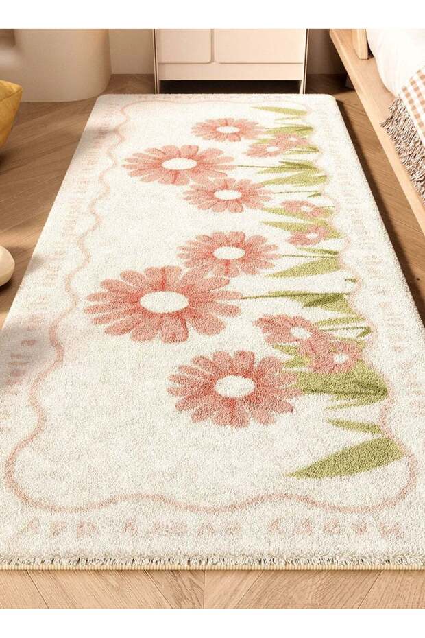 Rectangular carpet, daisy garden carpet, (80x 50 cm), Imitation cashmere, non slip material, suitab