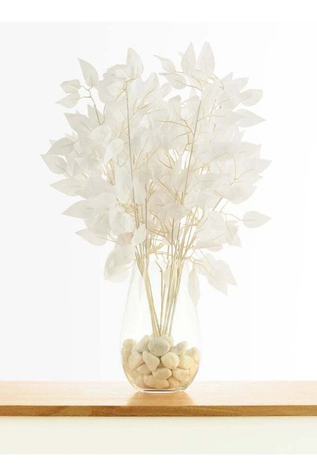 Ficus 12pc Leaves Stick with 36 Branches– White | 52cm Artificial Leaves Bunch | Fillers for Floral