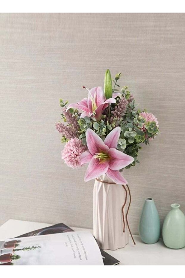 7-Piece Artificial Lillie with Bloom Latex Real Touch Flower Home decorative flowers 26 x 36 Centim