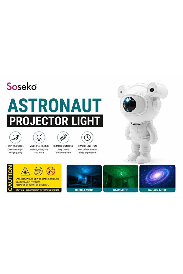 Soseko Astronaut Galaxy Projector Light - HD Starry Sky Nebula Night Lamp with Remote & Timer