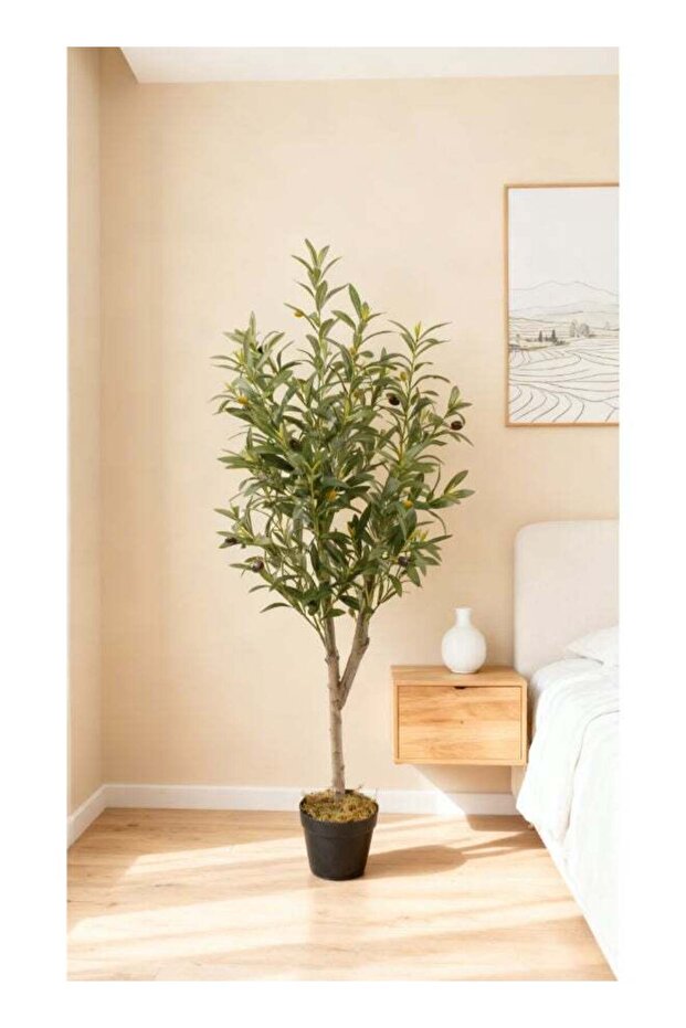 Olive 120cm (4 ft) Tall Artificial Tree with Pot | Floor Plant with Lifelike Design & Texture - Gre