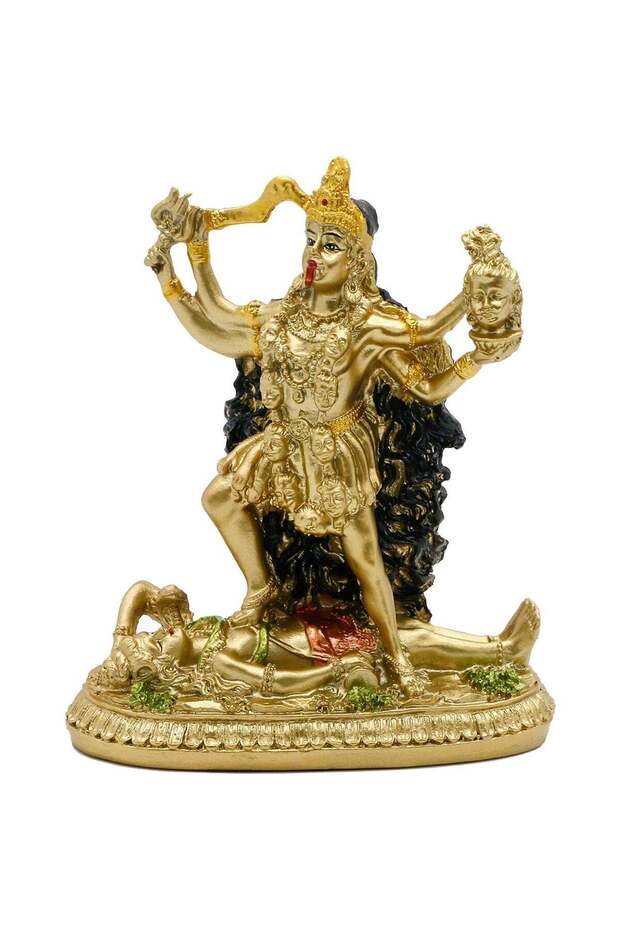Antique Gold Hindu God Kali Statue – Indian Idol Murti Pooja Item Kali Maa Figurine Home Temple Man