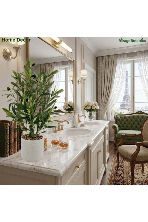 55cm Artificial Olive Trees Indoor,Faux Olive Tree with White Planter Pot,Artificial Plants Lifelik