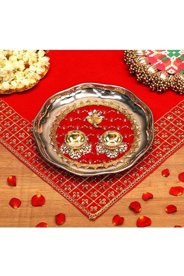 Madhoor Traditional Decorative Pooja Thali for Pooja, Aarti, Diwali, Raksha Bandhan & Religious Cer