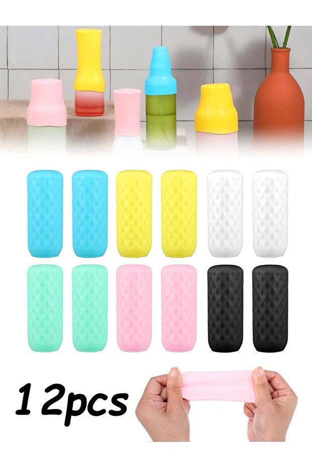 12 Pieces Colorful Silicone Bottle Leak Proof Covers Portable Travel Toiletry Sleeves Travel Essent