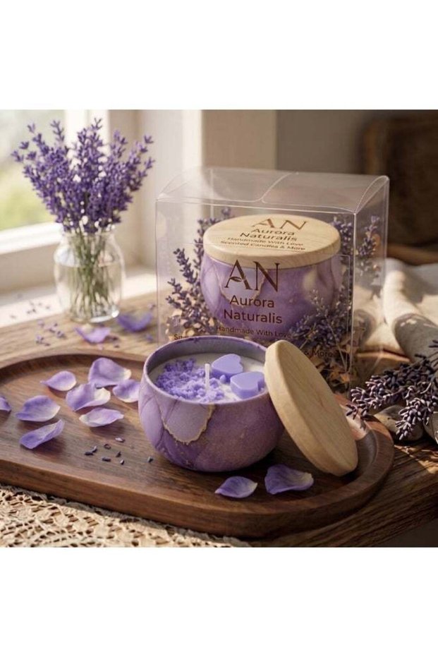 Handmade VELVET Soy Wax Candles | Eco-Friendly | Purple Pastel Color | Lavender Premium Scented Can