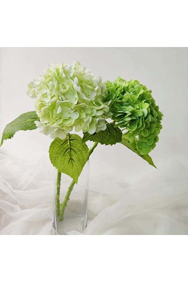 2 pcs Real Touch Hydrangea Artificial Flowers - 16" Deep Green Lifelike Large Blooms for Weddings,