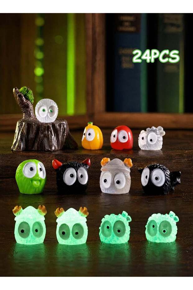24 Pcs Luminous Ghost Figures Glowing at Night Action Figure Mini Micro Landscape Miniatures Hallow