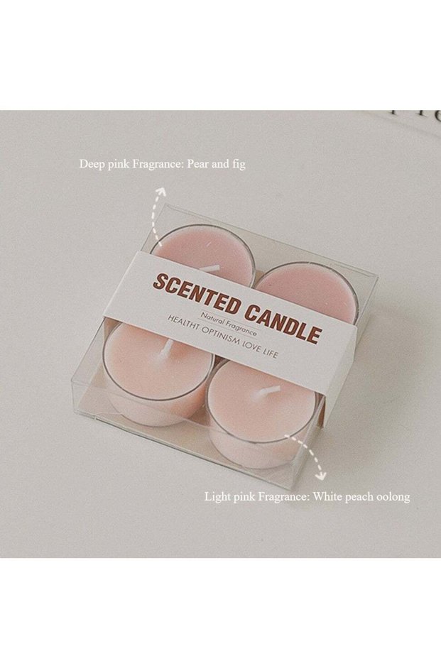 Pink Series Scented Candles - White Peach Oolong/Pear & Fig Fragrance, Natural Soy Wax Aromatherapy